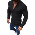thumbnail image 1 of Male Long Sleeve Top Plain Color Soft Button Front Casual Fitted Men Sleeved Shirt for Gentlemen Black XL, 1 of 12