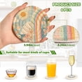 thumbnail image 2 of Yayeee 6 PCS Drink Coasters with Holder Set Woven Absorbent Round Tabletop Hot Pad, Beige Rainbow Clouds, 2 of 7