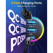 JOYROOM Bluetooth 5.3 Car Wireless FM Transmitter Adapter, 3-Port PD & QC 3.0 USB C Charger, Radio Aux Handsfree Car Kit, Music Player with Air Vent Clip