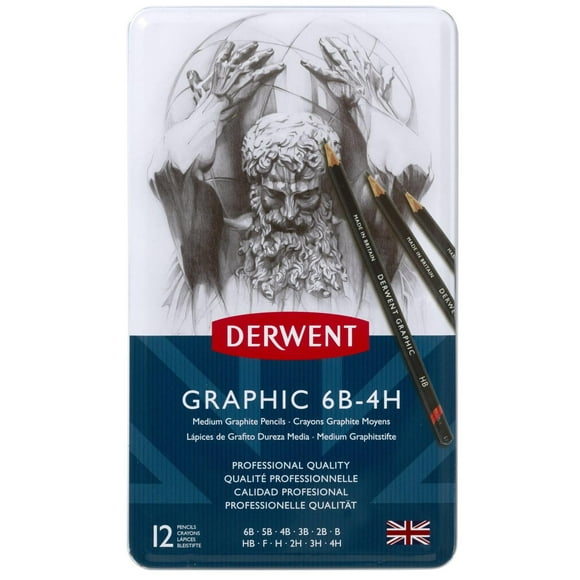 Lápices Gráficos Derwent Gris Mediano 12 Unidades