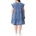 thumbnail image 3 of Agnes Orinda Women's Plus Size Denim Dress Pleated Ruffle Sleeve Flowy Swing 2026 Summer Casual Jean Midi Babydoll Dresses with Pocket 3X Gray Blue, 3 of 6