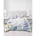thumbnail image 3 of Blue Spring Floral Full Size Down Alternative Comforter, Lightweight Comforter Quilt Bedding Set with Pillow Shams Butterfly Summer Botanical Elegant All Seasons Bed Comforter Duvet Insert 78"x90", 3 of 7