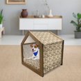 thumbnail image 3 of Tree Pet House, Tropical Palm Trees Hawaiian Exotic Abstract Foliage Old Paper Backdrop, Outdoor & Indoor Portable Dog Kennel with Pillow and Cover, 5 Sizes, Sand Brown Chocolate, by Ambesonne, 3 of 5