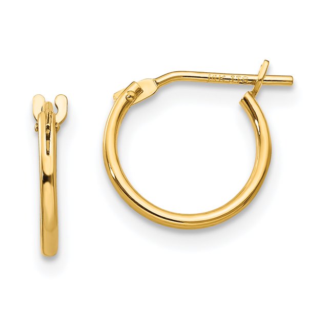 14k Yellow Gold 1mm Hoop Earrings