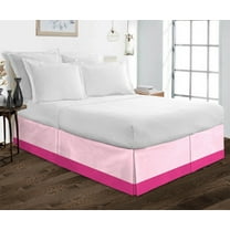 D.N.G. BEDDINGS 1 Piece Split Corner Two Tone Tailored Bed Skirt, King Size 24 Inch Deep Pocket, 800 Thread Count, 100% Egyptian Cotton, Solid Light Pink/Hot Pink Color.