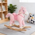 thumbnail image 5 of GVCXZBSS Toddler Plush Rocking Horse Toy, Kids Ride Pink 29”, 5 of 7