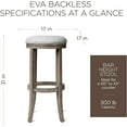 thumbnail image 3 of Maven Lane Eva Bar Stool in Reclaimed Oak Finish w/ Ash Grey Fabric Upholstery, 3 of 7