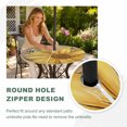 thumbnail image 4 of Round Outdoor Tablecloth with Umbrella Hole and Zipper, Yellow Daisy Rustic Tablecloth with Elastic Waterproof, Pastoral Flowers Honeybees Brown Wood Patio Table Covers for 45" - 54" Pool Tables, 4 of 9