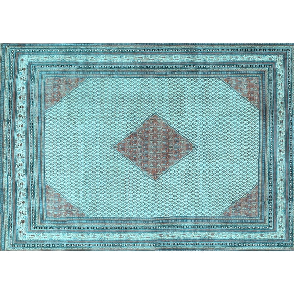 Ahgly Company Indoor Rectangle Persian Light Blue Traditional Area Rugs, 5' x 7'
