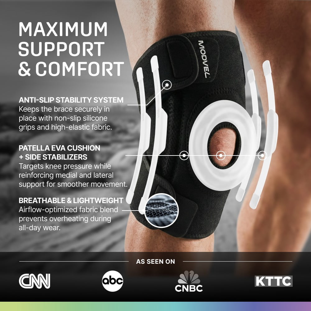 MODVEL Donut Knee Brace With Strap  Black (Medium)