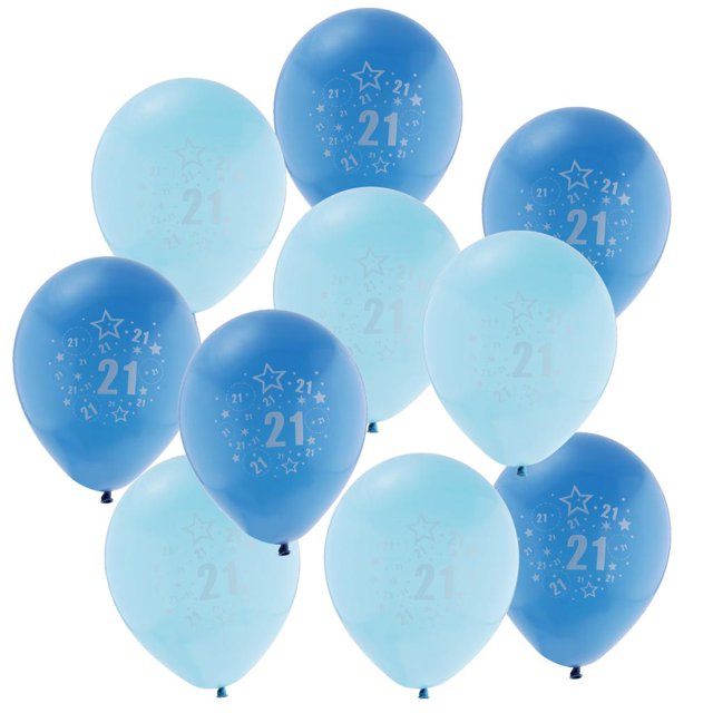 10 Piezas de Látex Colcomx Accesorios Decorativos para Cumpleaños azul 21 años