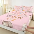 thumbnail image 3 of Feelyou Kids Initial Letter Queen Sheet Sets, Cute Cat Kitten Bed Set, 4pcs, 3 of 7