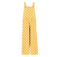 thumbnail image 3 of Girls Casual Wide Leg Romper Polka Dot Print Square Collar Sleeveless with Front Pockets Stylish Loose Fit One Piece Jumpsuit Yellow 13 Years-14 Years, 3 of 5