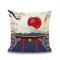 thumbnail image 5 of Funda de cojín japonesa Fuji Ukiyo-e, funda de almohada, decoración para sofá, coche, hogar, cama, 45 x 45 cm, juego de 4 piezas (estilo japonés B), funda de almohada de lino estilo japonés Ukiyoe Rojo Verde, 5 of 5