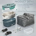 thumbnail image 3 of Moss & Stone Electric Lunch Box Food Heater for Adults Green & Gray Food Warmer Lunch Box, 12/24/110v Lunch Box Warmer Portable For Work/Car/Truck, Fork & Spoon & 1.5L Removable S.S Container, 3 of 8