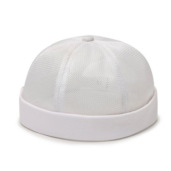 Women Men Dome Hat Hollow Out Mesh Supper Breathable Brimless Solid Color Decorative Hip Hop Unisex Ponytail Hole Docker Hat Headwear