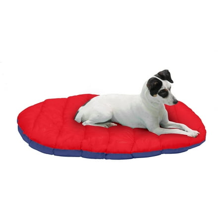 UPC: 0842229121759 | FurHaven | Trail Pup Packable Stuff Sack Travel Pillow Bed for Dogs & Cats Flame Red & True Blue Small
