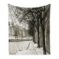 thumbnail image 1 of Black and White Soft Flannel Fleece Throw Blanket, Seine River Paris City France Snowy Winter in the Urban City Trees, Cozy Plush for Indoor and Outdoor Use, 60" x 80", Black White Grey, by Ambesonne, 1 of 6