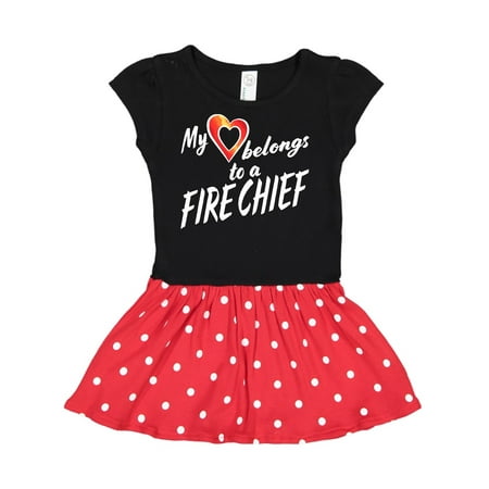

Inktastic My Heart Belongs to a Fire Chief with Red Heart Gift Toddler Girl Dress