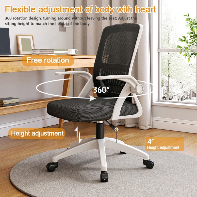 WXJHL Home Office Chair Ergonomic Desk Chair Breathable Mesh Chair High Back Desk Chair with Adjustable Height,Swivel Chair with Flip-Up Arms and Lumbar Support