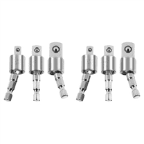 6 Pack Impact Grade Socket Adapter 360-Degree Universal Joint Swivel Set, to Drill