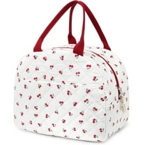 Lunch Box for Women Quilted Insulated Lunch Bag Tote Cute Reusable Floral Cotton Lunch Box Large Capacity Lunch Bag for Work Picnic Travel Aesthetic Coquette Style