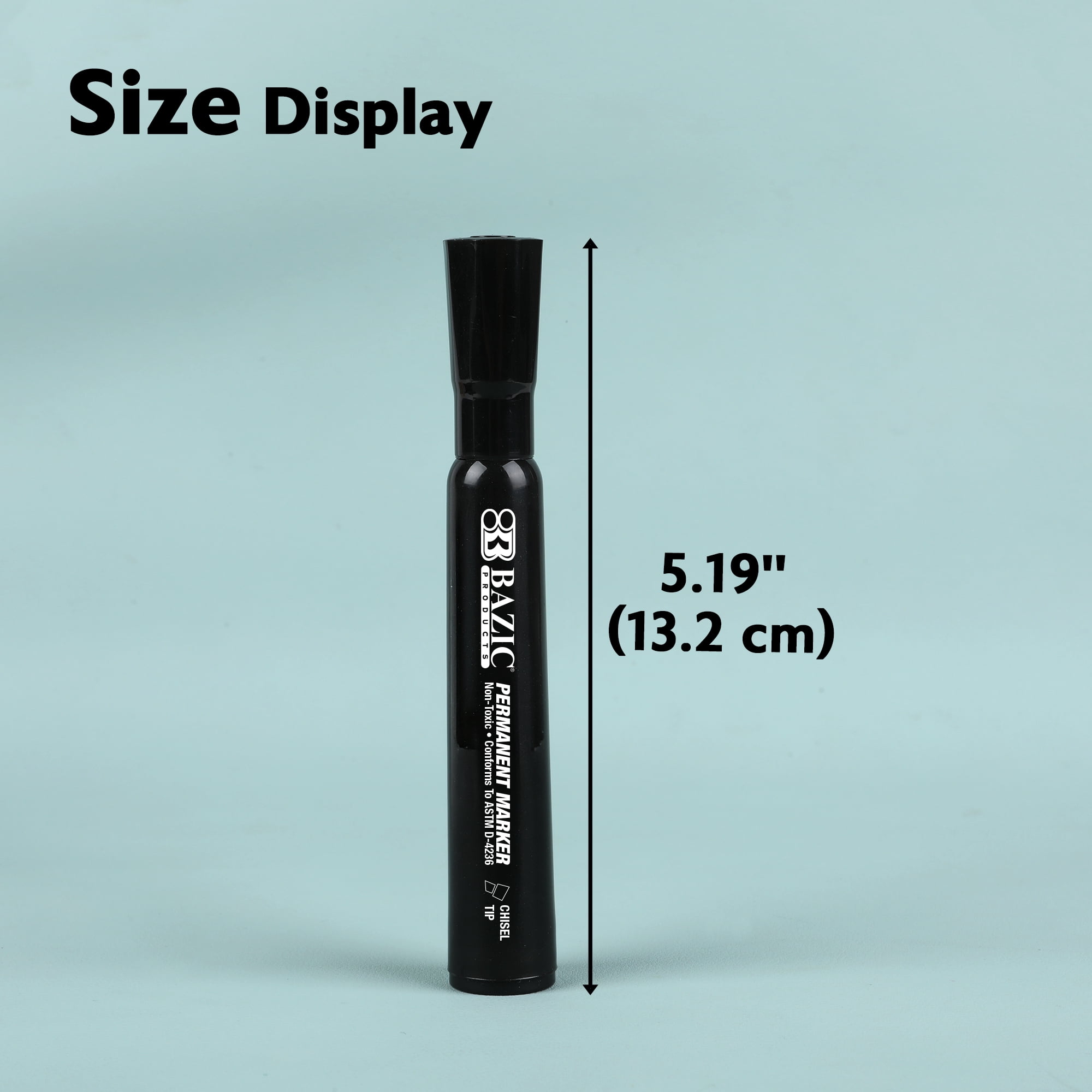 BAZIC Black Color Chisel Tip Style Permanent Marker, Total 144 Count