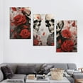 thumbnail image 4 of JRXY Skull Canvas Wall Art Skeleton Lovers with Red Rose Flower Prints Modern Romantic Artwork 12''x16''X3 Panels 12x16x3pcs, 4 of 4