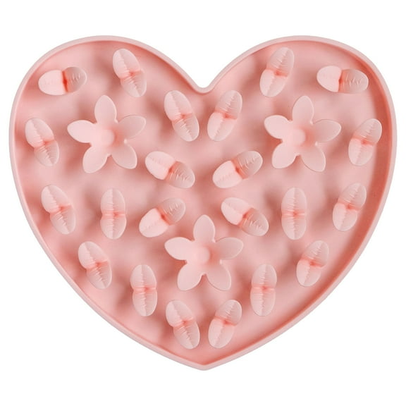 Dexypaws: Enrichment Snuffle Mat: Blush Pink Heart - Textured Dog Feeding Pad, Food Grade Silicone, Spread Food & Treats, Pet Soothing, Suction Back