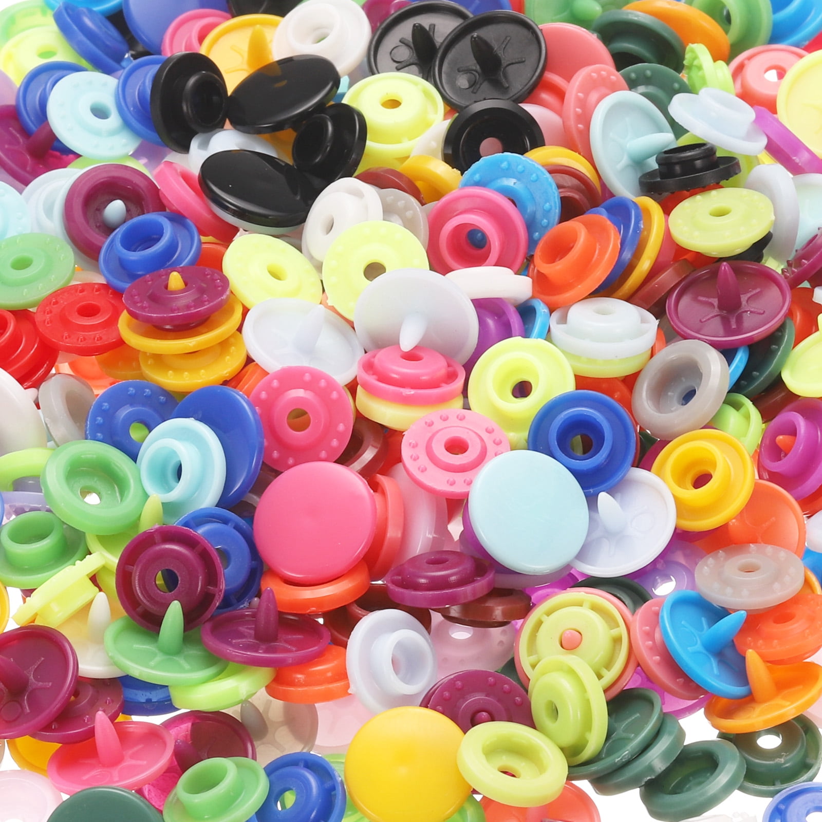 Uxcell 360 Set Plastic Snaps T5 Round Resin No-Sew Button Fasteners Kit for Clothing Sewing, Red