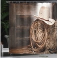 thumbnail image 3 of Ambesonne Western Shower Curtain, Wooden Folk Robe Hat, 69"Wx84"L, Brown Beige, 3 of 4