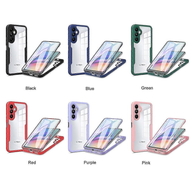 Funda para Samsung Galaxy A15, carcasa transparente a prueba de golpes de grado militar con protector de pantalla incorporado, protección total de 360 grados, cubierta de parachoques de doble cara,