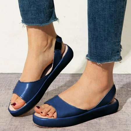 

Women Summer Solid Leather Open Toes Casual Elastic Band Sandals Shoes Note Please Buy One Or Two Sizes Larger