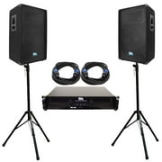 Seismic Audio Pair 15" PA DJ Speakers with Amplifer Stands & 25' Cables Pro Audio LoudSpeakers - SA-15TKT2