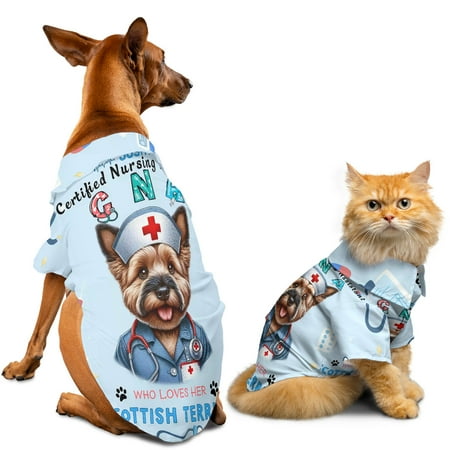 Just a Certified Nursing Assistant Cna Who Loves Her Scottish Terrier Hawaiian Summer Shirt for Small Medium Large Dog Cat Scottie Dog Lover Gifts - 00003