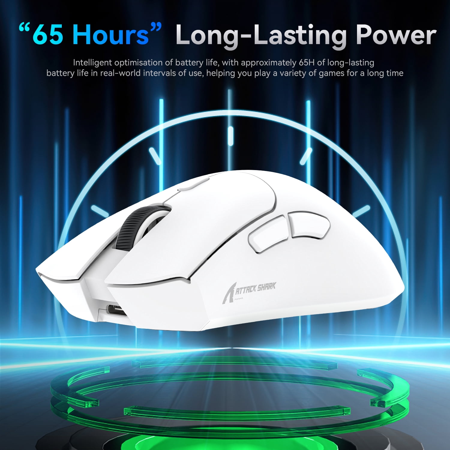 ATTACK SHARK R1 SUPERLIGHT Mouse with Tape, PixArt PAW3311 Gaming Sensor, BT/2.4G Wireless/Wired Gaming Mouse, 6 Adjustable DPI up to 18000, 65 Hrs Battery, Office Mice for Win11/Xbox/PS/Mac