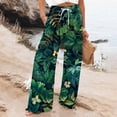 thumbnail image 2 of YUANGUANST Womens Dress Pants Women's Boho Wide Leg Palazzo Pants Womens Cotton Casual Loose Pants Comfy Work Pants With Long Casual Wide Leg Business Work Casual Pants, 2 of 4