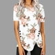 thumbnail image 2 of Blusas de Manga Corta para las Mujeres Botón Impreso Cuello Redondo Top Casual, Blusas para las Mujeres Casual, 2 of 5