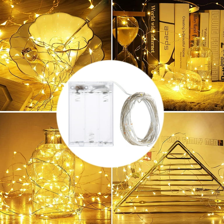  100LED Fairy Light Battery Operated LED Lights with Timer  Setting Warm White String Lights, 10M Silver Wire Starry Lighting, for  Bedroom, Indoor, Christmas Tree, Wedding Decor Idea Put in Jars 
