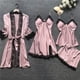thumbnail image 2 of Conjunto de pijama de satén para mujer, ropa de dormir de seda con correa de encaje, con almohadillas para el pecho, regalo, 4 piezas, 2023, 2 of 4