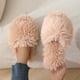 thumbnail image 3 of Zapatillas peludas para mujer, pantuflas peludas abiertas para el hogar, color caramelo, de alta gama, primavera y otoño, 2024, 3 of 5