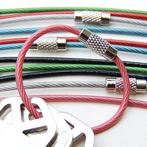 6-Inch Wire Keyrings, 2mm Wire Cable Loop Rings, Flexible Keychain with Plastic Coated Steel for Keys, Luggage Tags, Key Fobs, Etc. (12 Pack)