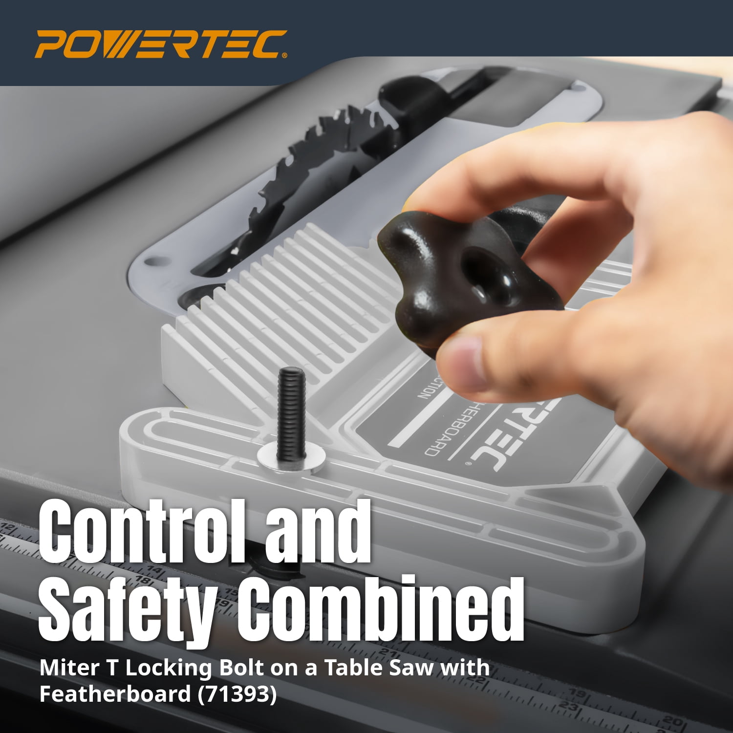 POWERTEC 48 inch Table Saw Miter T-Track Kit – Includes T-Bar, 5pcs T Knobs & 10pcs 5/16"-18, 2" Long Miter T Slot Bolts | Miter T Track Accessories for Table Saw & Router Table (72195N)