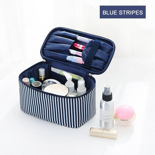 BECLOTH Sac Cosmétique à Rayures Mode Sac de Toilette Grande Capacité Portable