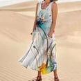thumbnail image 4 of TSADFHJI Jupes pour Femmes Longueur Midi à Sequins Col Rond Décontracté Imprimé Géométrique Sans Manches avec Poches Robe Longue TG Blanc, 4 of 6