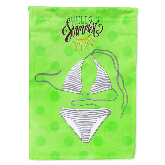 Carolines Treasures BB8195CHF Bikini Swimsuit Green Polkadot Flag Canvas House Size  Large multicolor