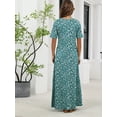 thumbnail image 2 of Chiclily Women's Summer Short Sleeve Maxi Dress with Pockets - Soft Casual Loose Long Boho Sundress for Beach & Vacation, Monet Garden Size S, 2 of 7