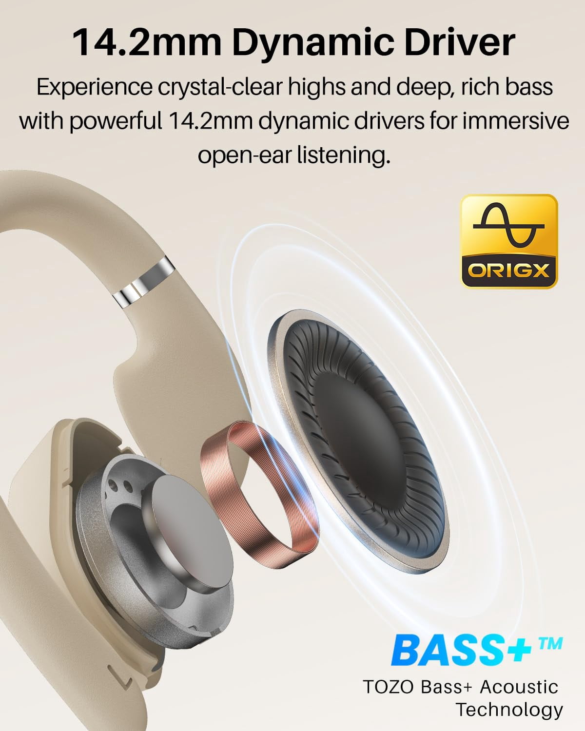 TOZO AI Translation Open Ear Bone Conduction Headphones, 145+ Languages, 60H, Stereo Bass with APP-5EQ, Touch Control, IPX6 Waterproof Lightweight Sports Headphones for Workout Gym, Office