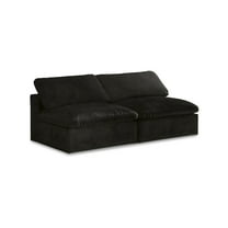 Meridian Furniture Cozy Black Velvet Modular Armless Loveseat