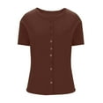 thumbnail image 5 of Maean Women Short Sleeve Tight Tee Button down Slim Tunic Tops Ribbed Trendy Basic Cardigan Shirts Clothes, 5 of 6